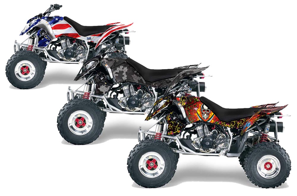 Bones Black AMR Racing ATV Graphics kit Sticker Decal Compatible with Polaris Outlaw 500/525 2006-2008 